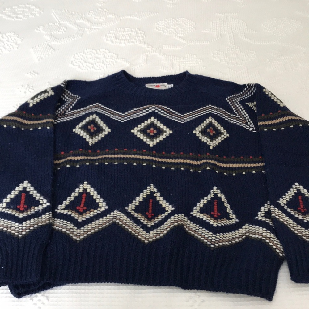 Navy blue crew neck sweater - M; wool